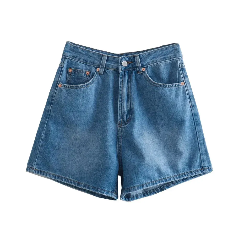 LVSANW 2024 Zarb Spring/Summer New Women's European and American Style Retro Fashion Denim High Waist Casual Shorts