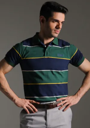 Men Yarn Stripped Polo Shirt