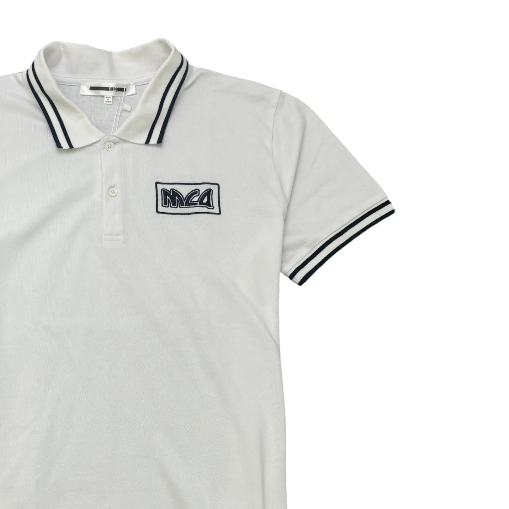 Men's Mcq Embroidered Logo Polo Shirt White Size L