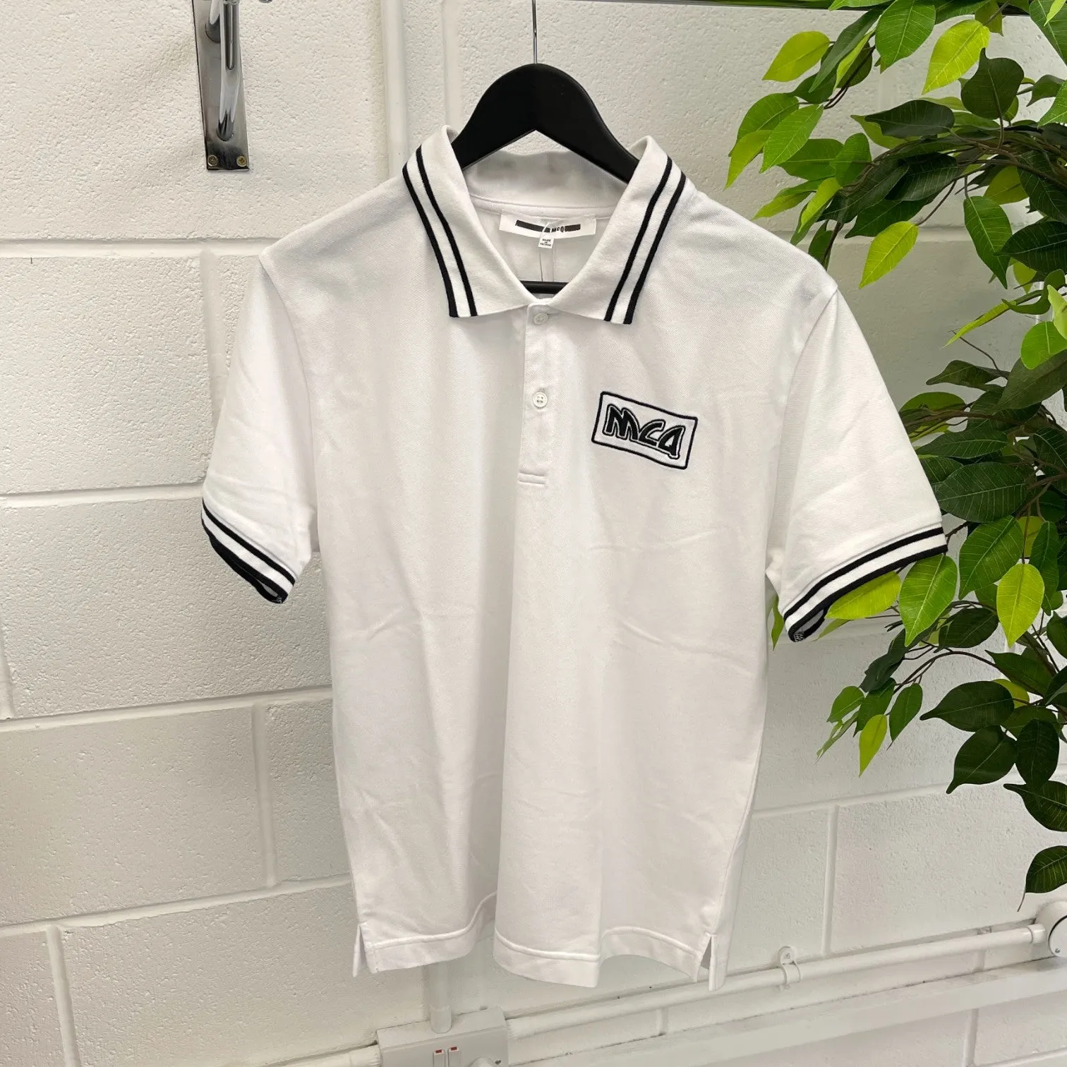 Men's Mcq Embroidered Logo Polo Shirt White Size L