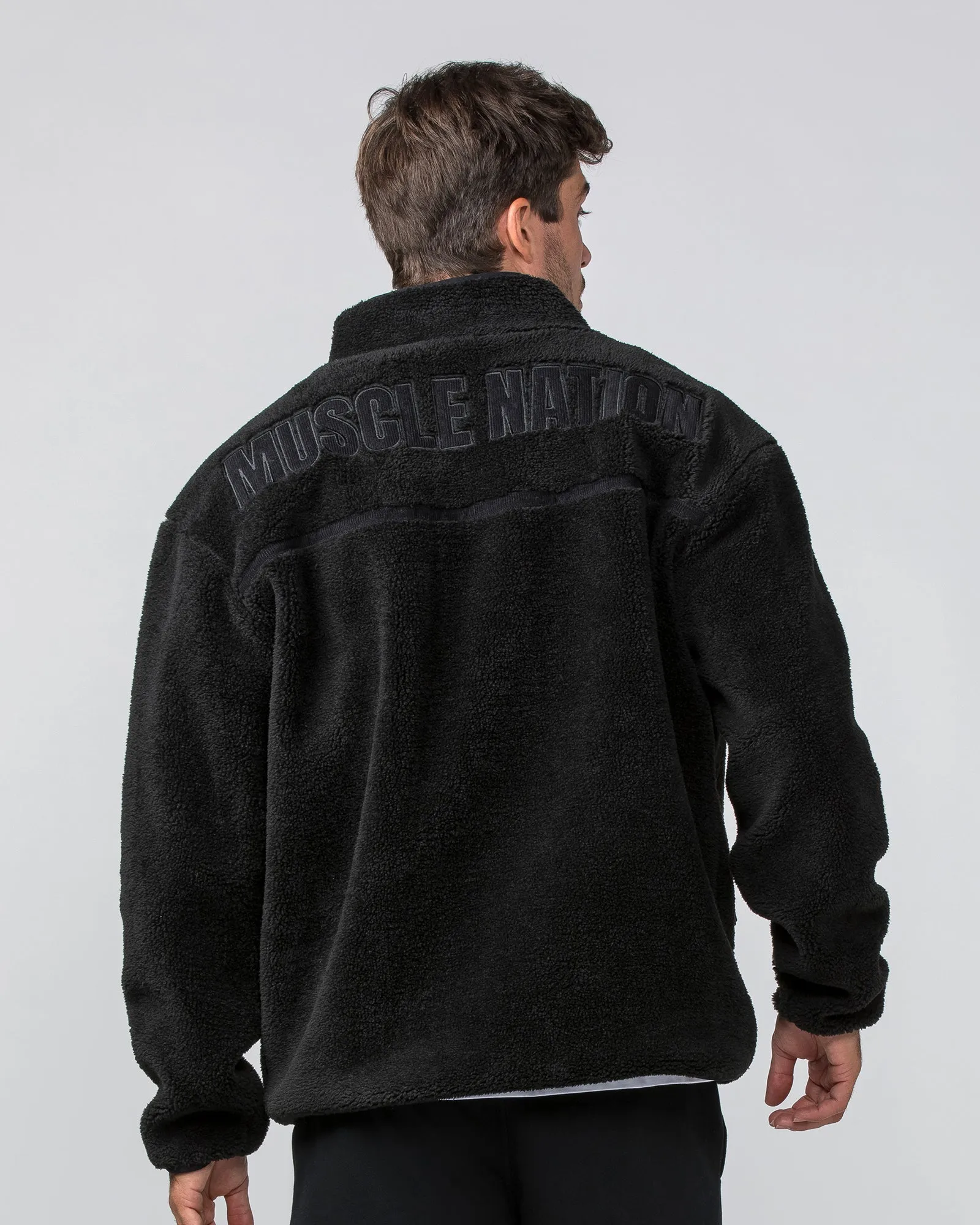 Muscle Nation | Sherpa Zip Through Jacket - Black