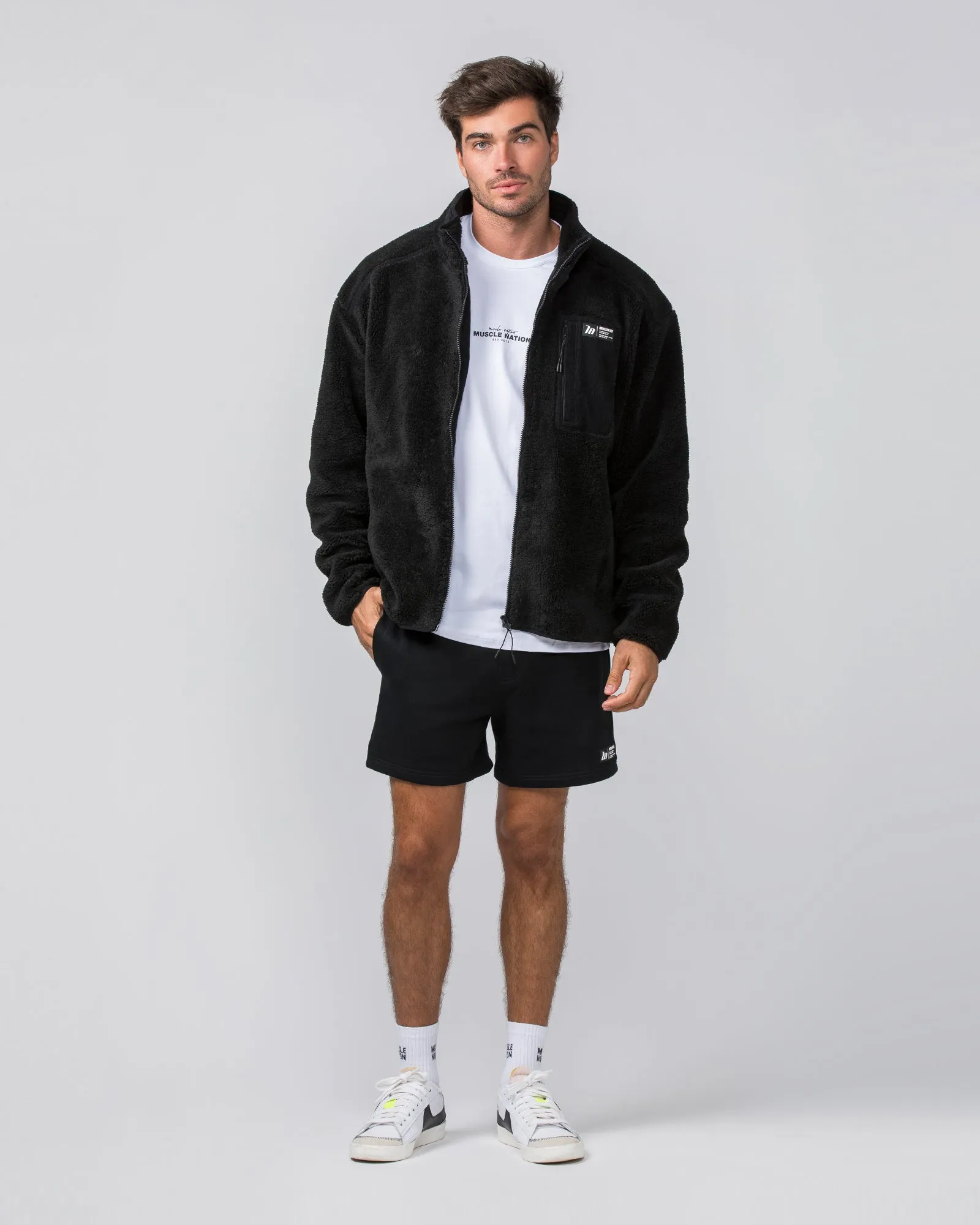 Muscle Nation | Sherpa Zip Through Jacket - Black