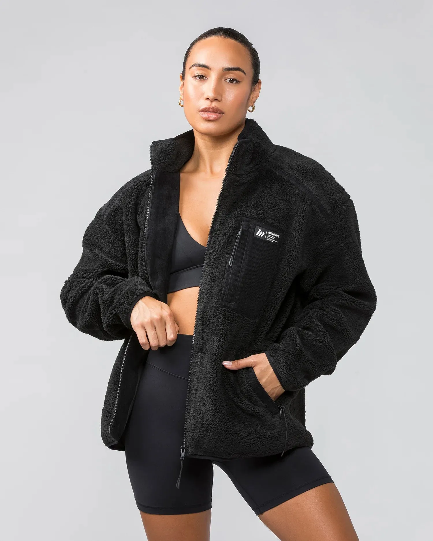 Muscle Nation | Sherpa Zip Through Jacket - Black