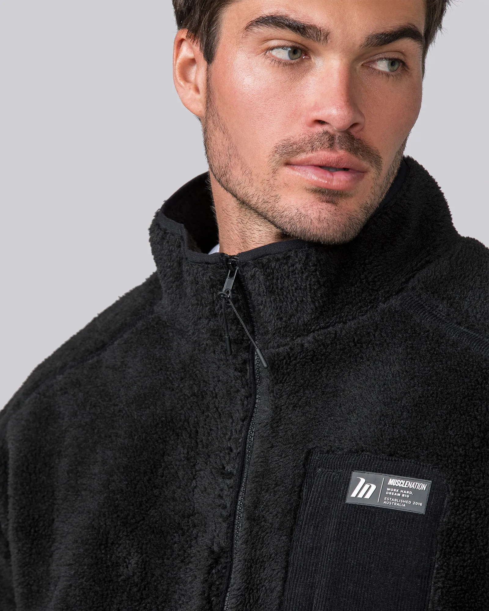 Muscle Nation | Sherpa Zip Through Jacket - Black