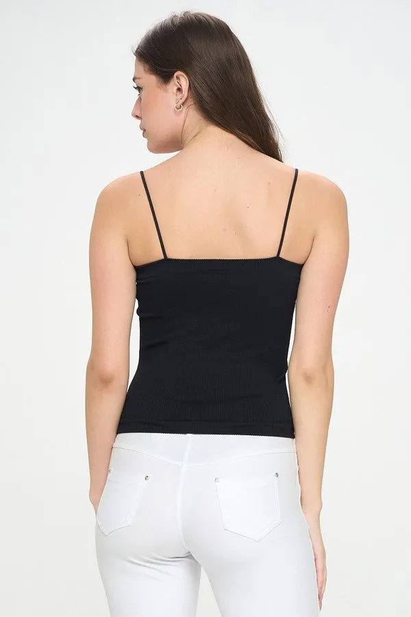 Ribbed Thin Strapped Seamless Tank