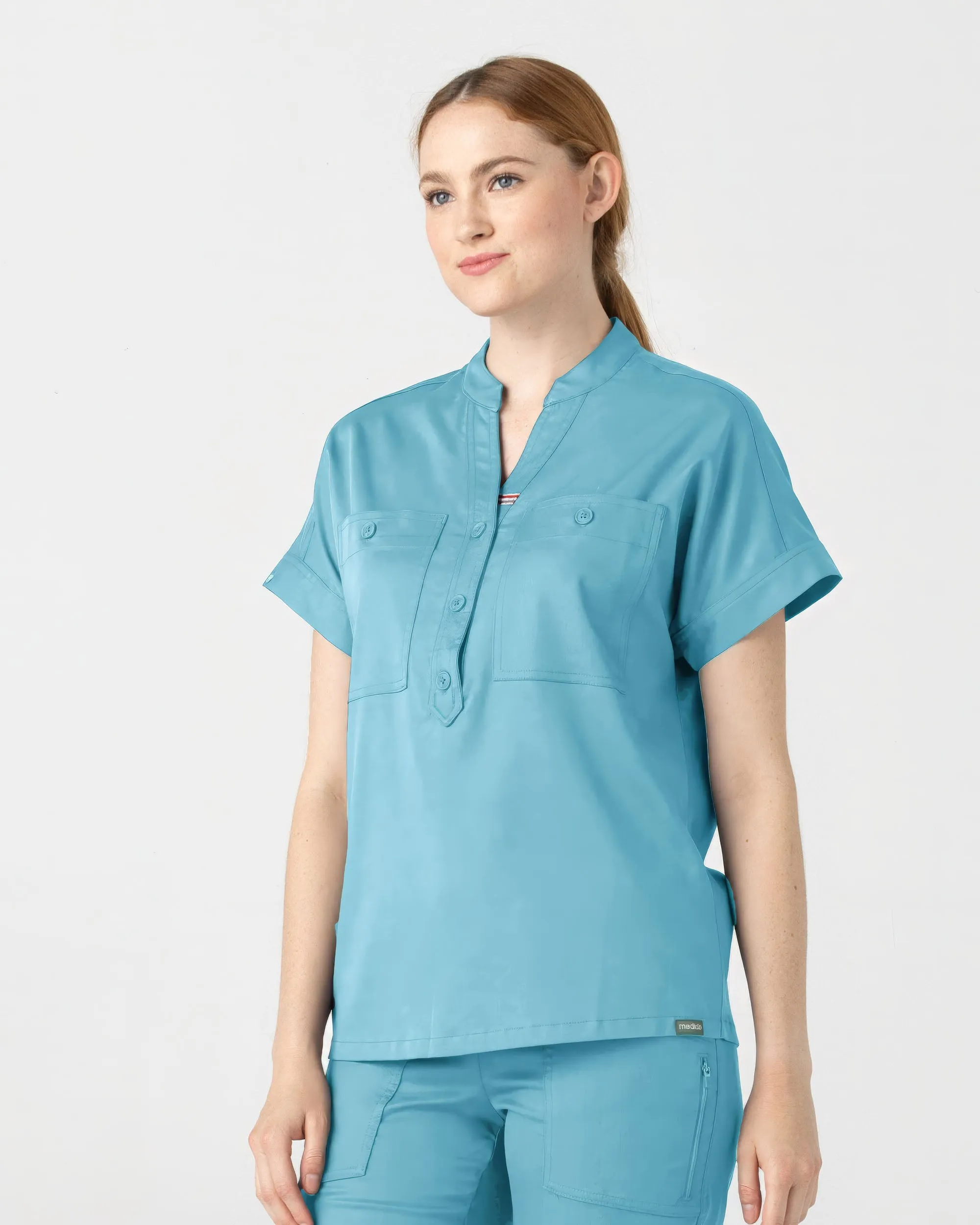 TENCEL™ Fiji‎ ‎ Banded Collar Scrub Top