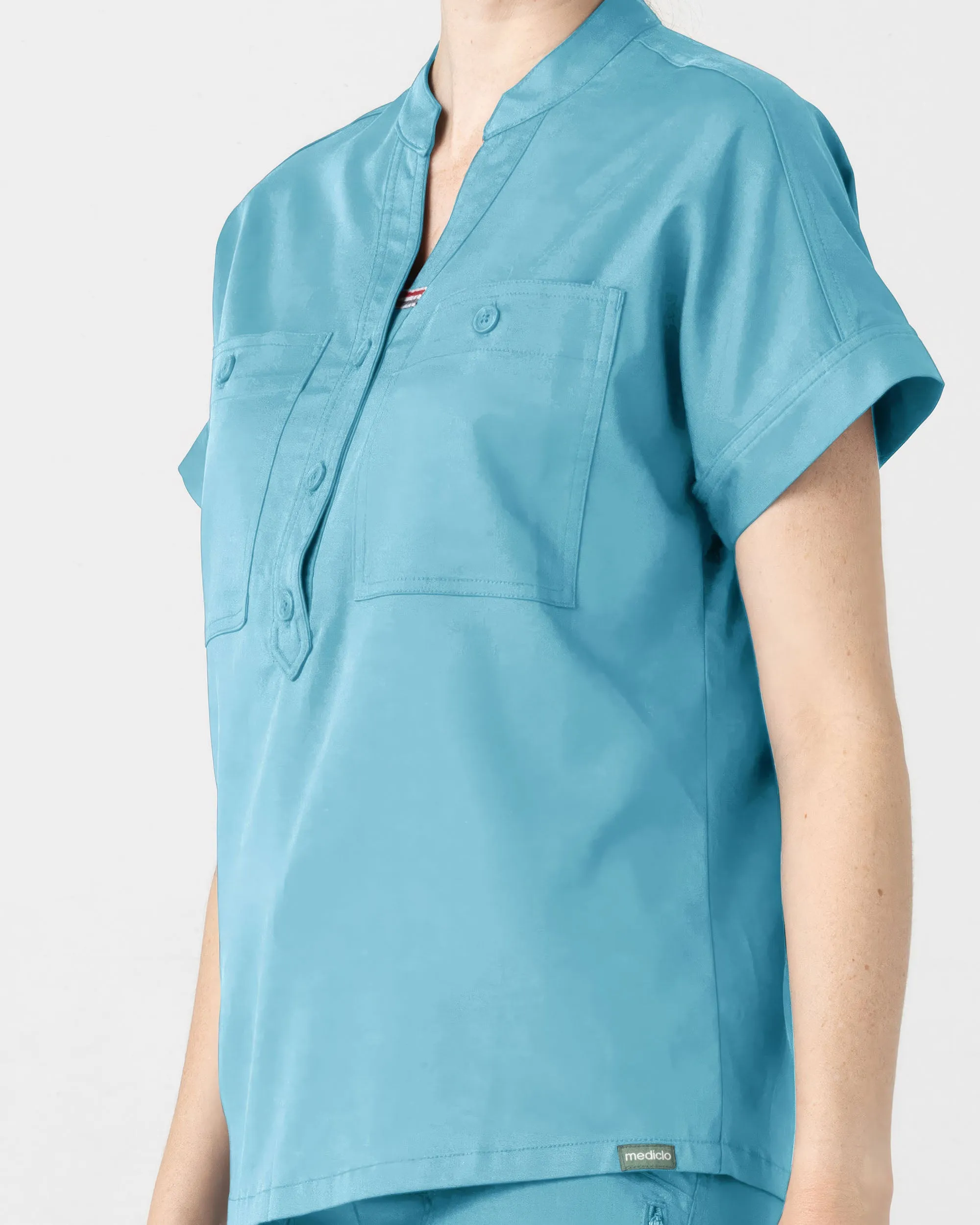 TENCEL™ Fiji‎ ‎ Banded Collar Scrub Top