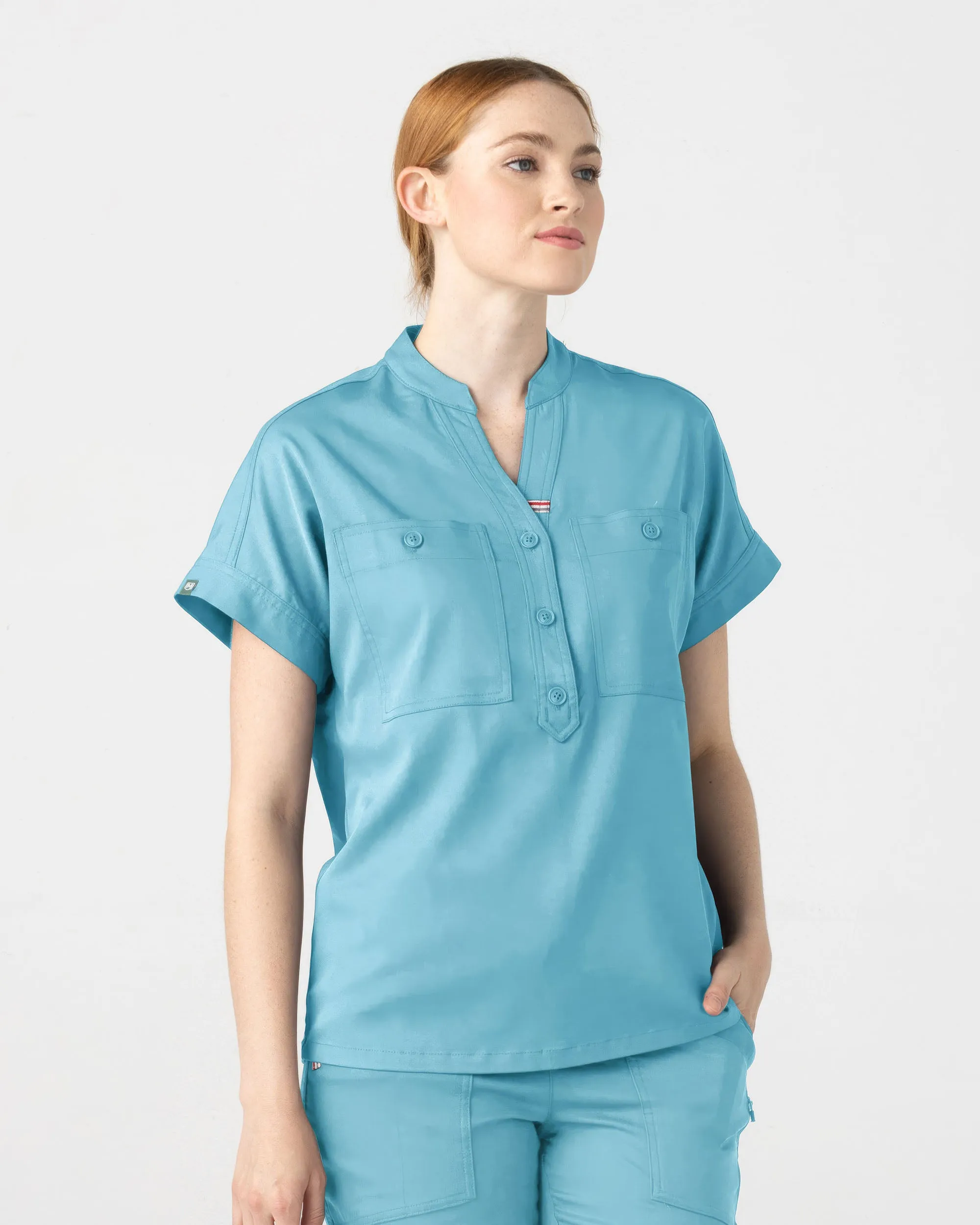 TENCEL™ Fiji‎ ‎ Banded Collar Scrub Top