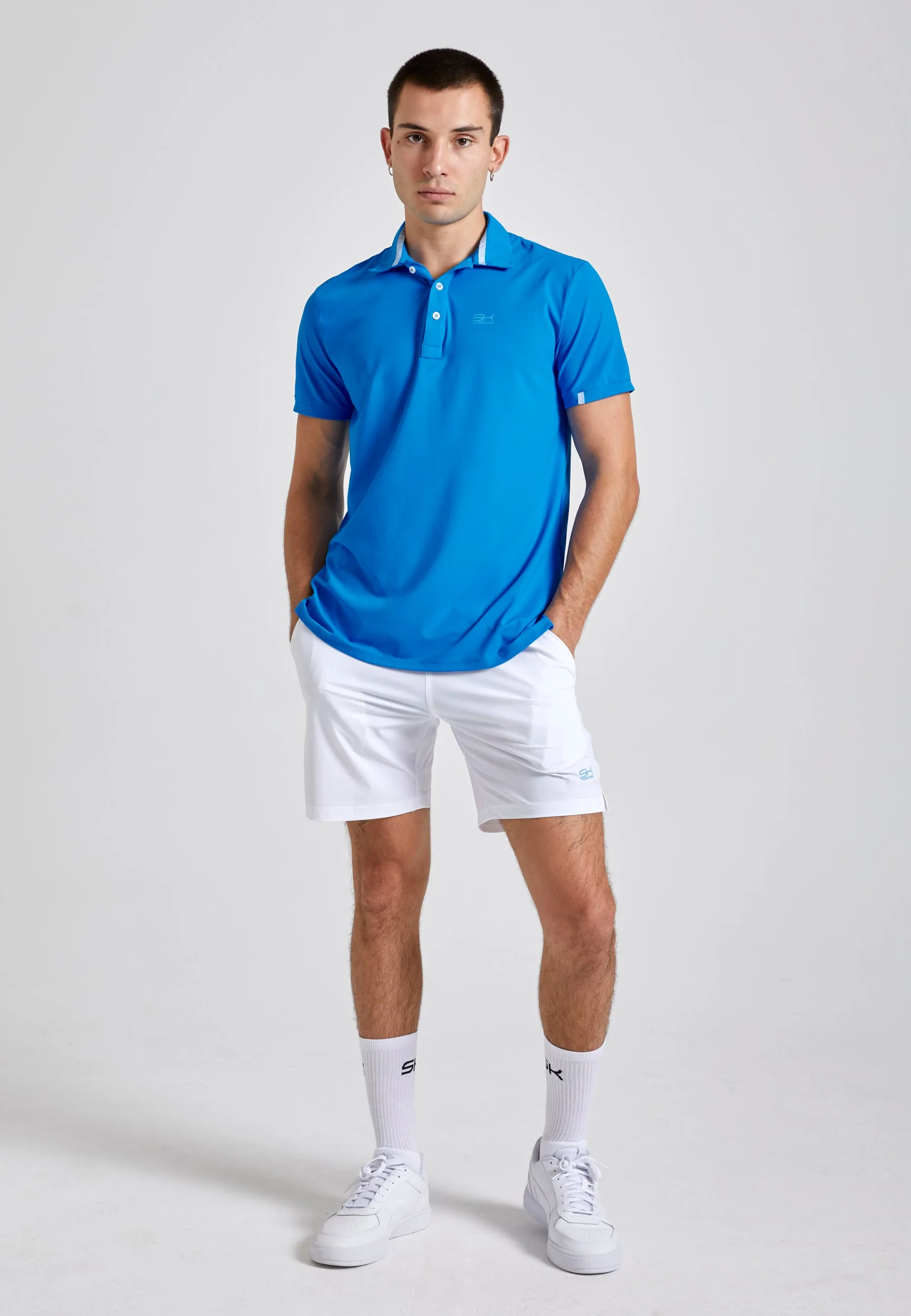 Tennis polo shirt for men and boys, cyan blue