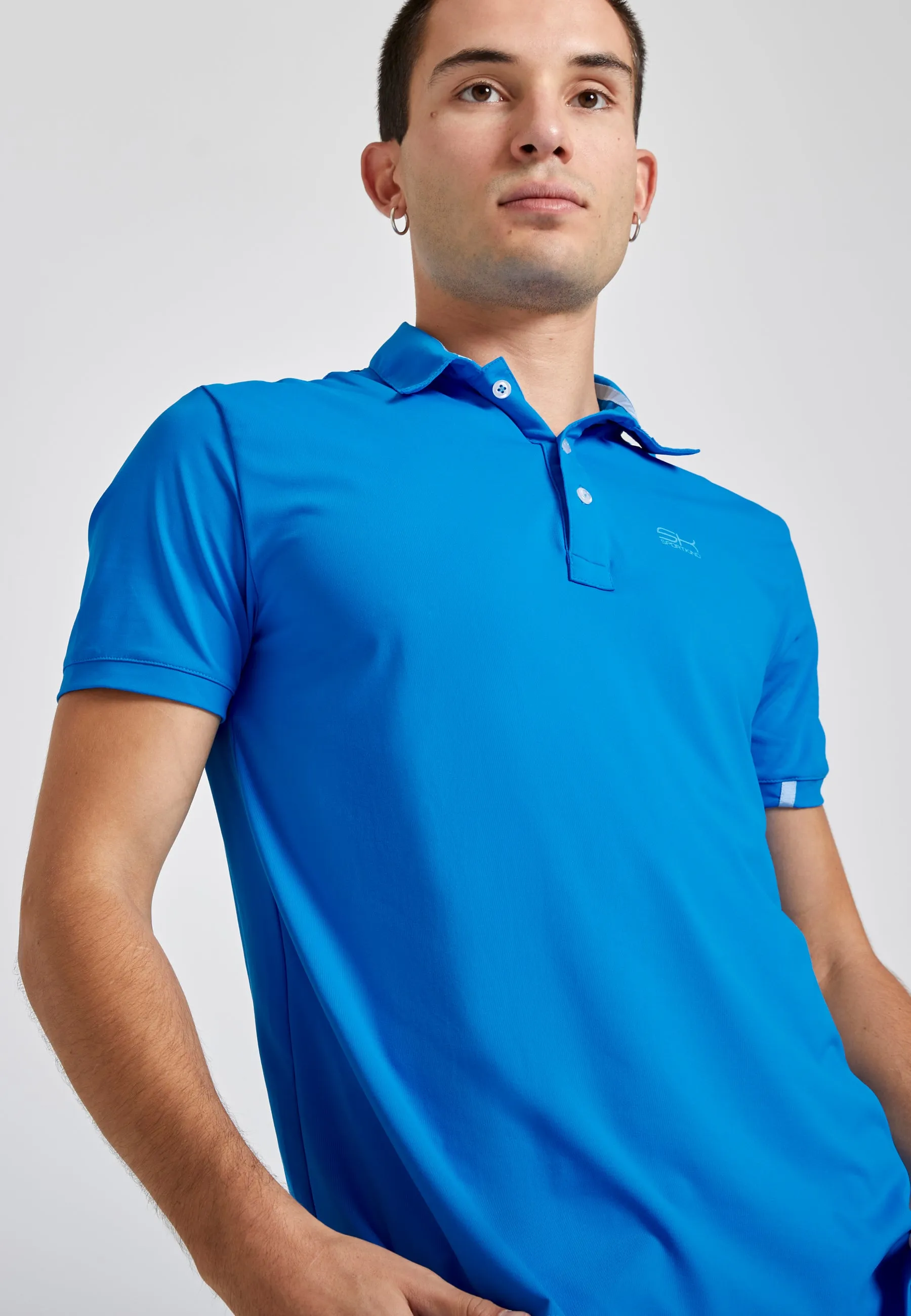 Tennis polo shirt for men and boys, cyan blue