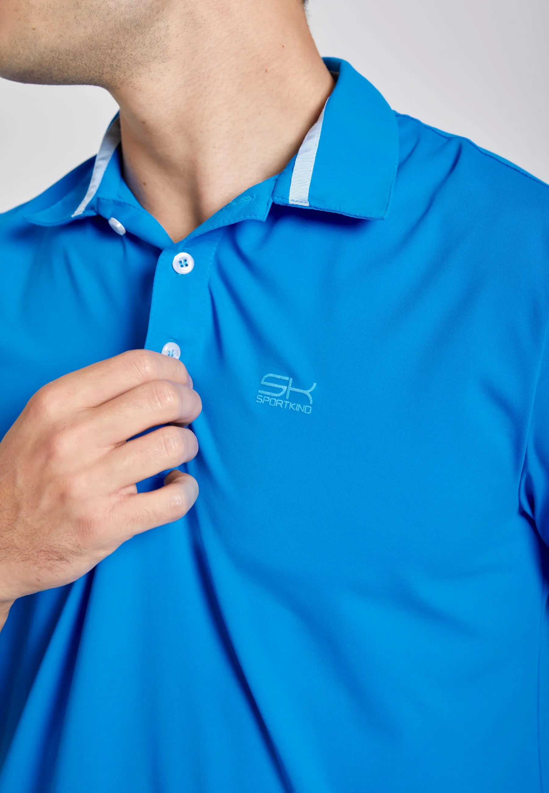 Tennis polo shirt for men and boys, cyan blue