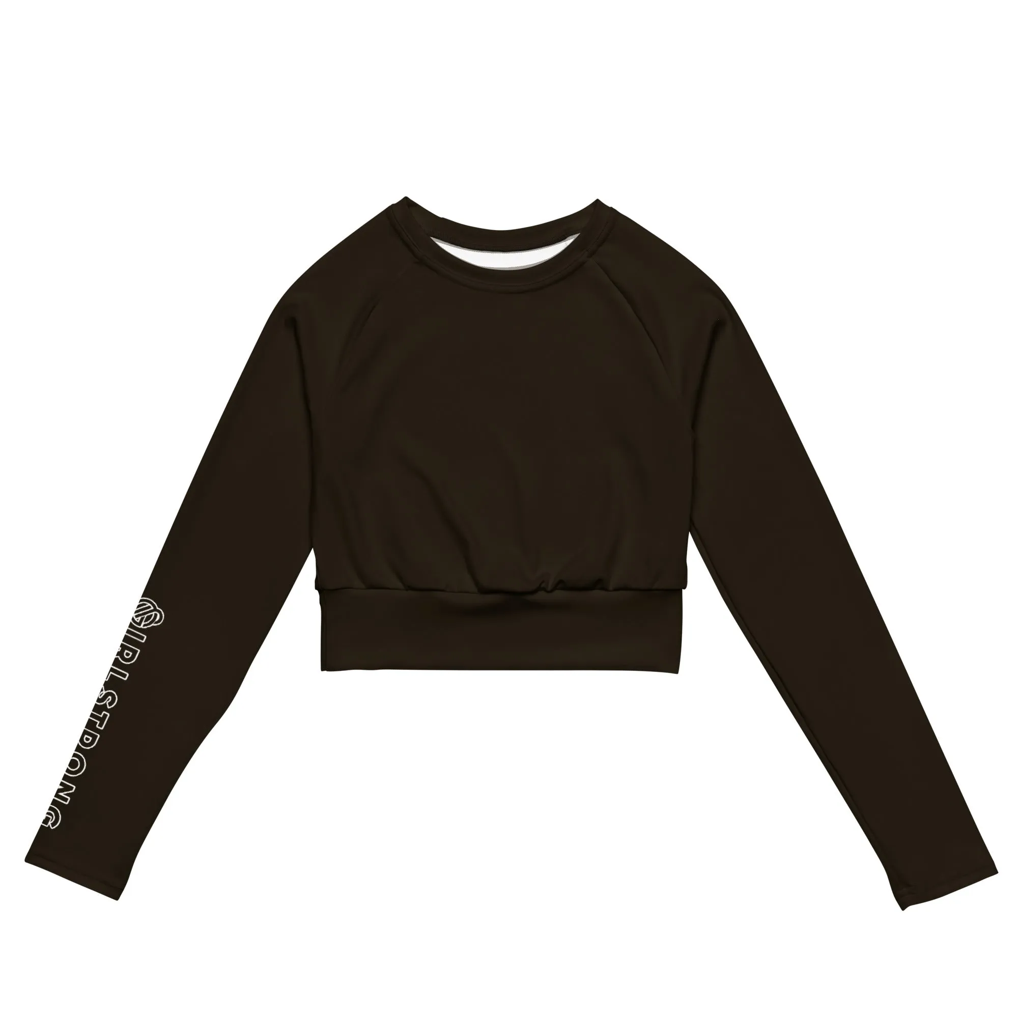 THE ESSENTIAL, SOFT AND STRETCHY, LONG SLEEVE FITTED CROP TOP ESPRESSO