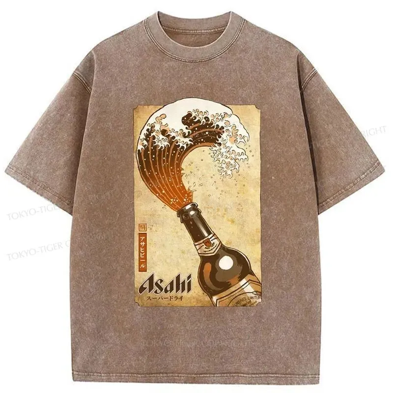 Tokyo-Tiger Asahi Logo Japanese Washed T-Shirt