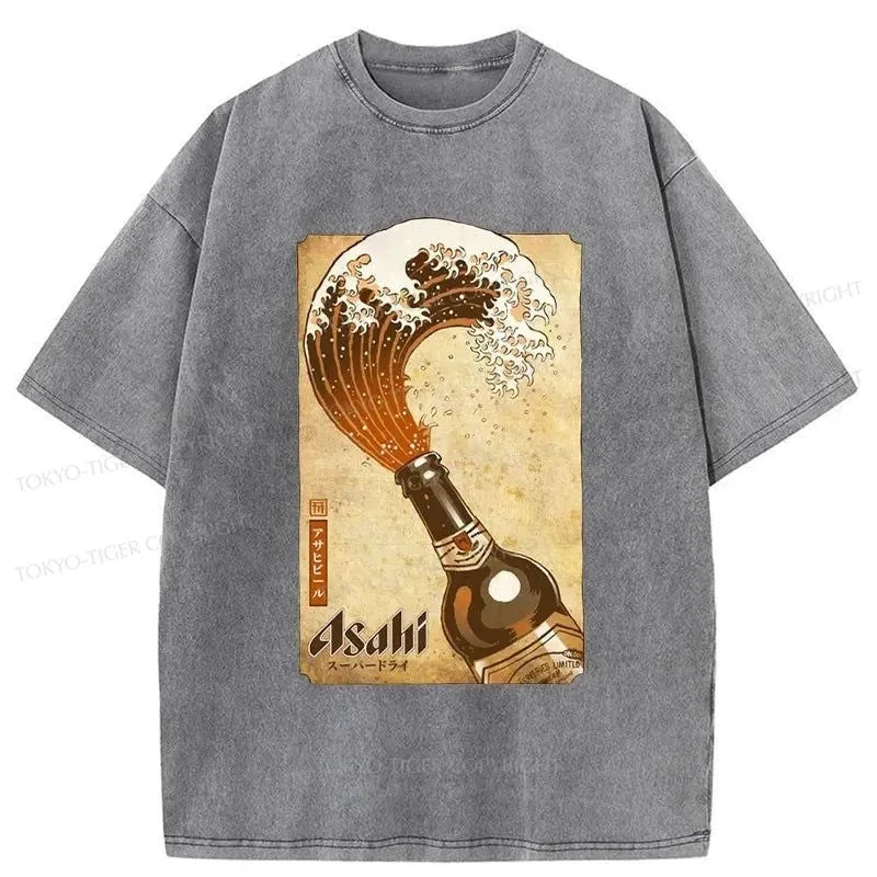 Tokyo-Tiger Asahi Logo Japanese Washed T-Shirt