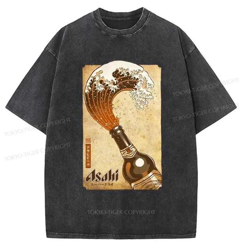 Tokyo-Tiger Asahi Logo Japanese Washed T-Shirt