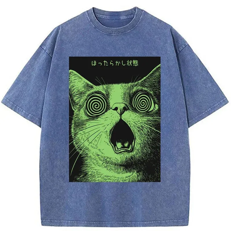 Tokyo-Tiger Confused Cat Japanese Washed T-Shirt