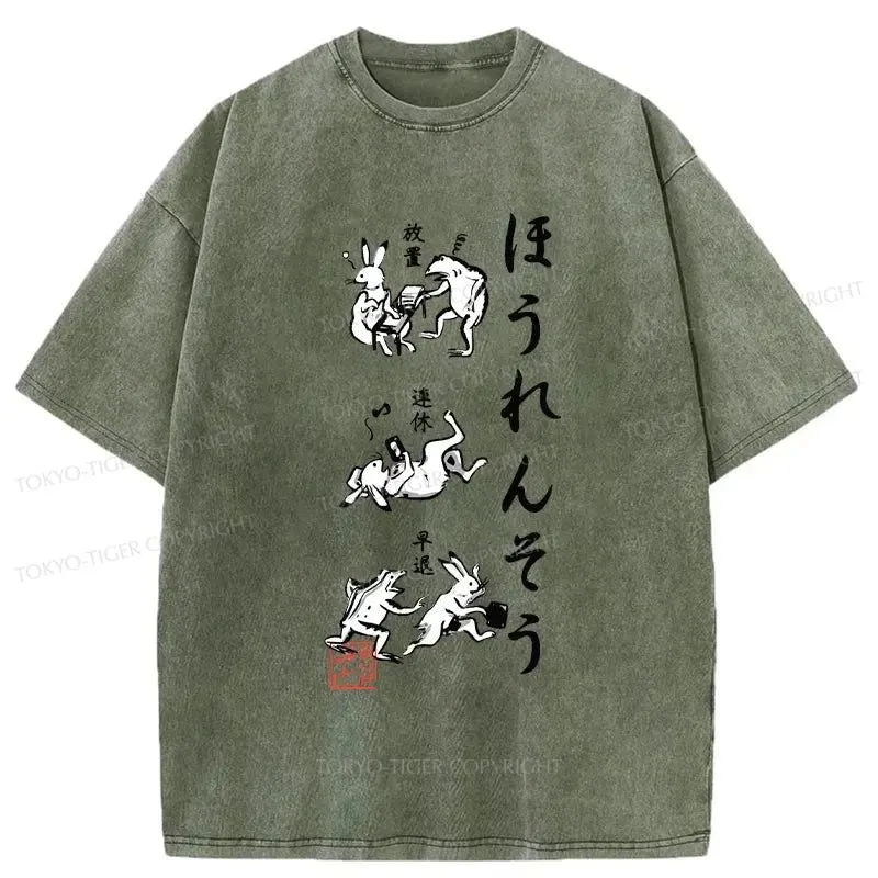 Tokyo-Tiger Funny Japanese Washed T-Shirt