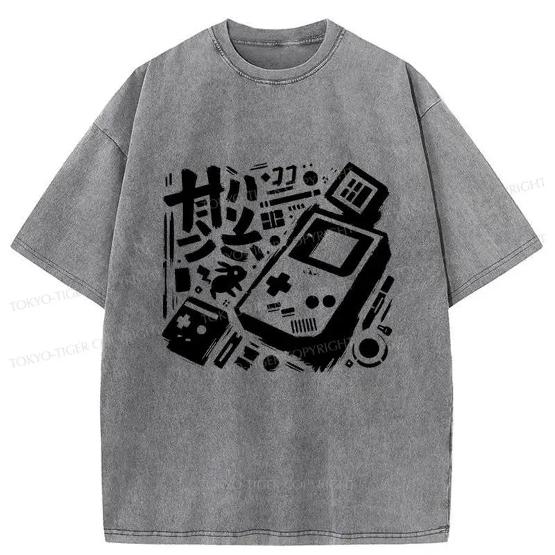 Tokyo-Tiger Games Console Japanese Washed T-Shirt