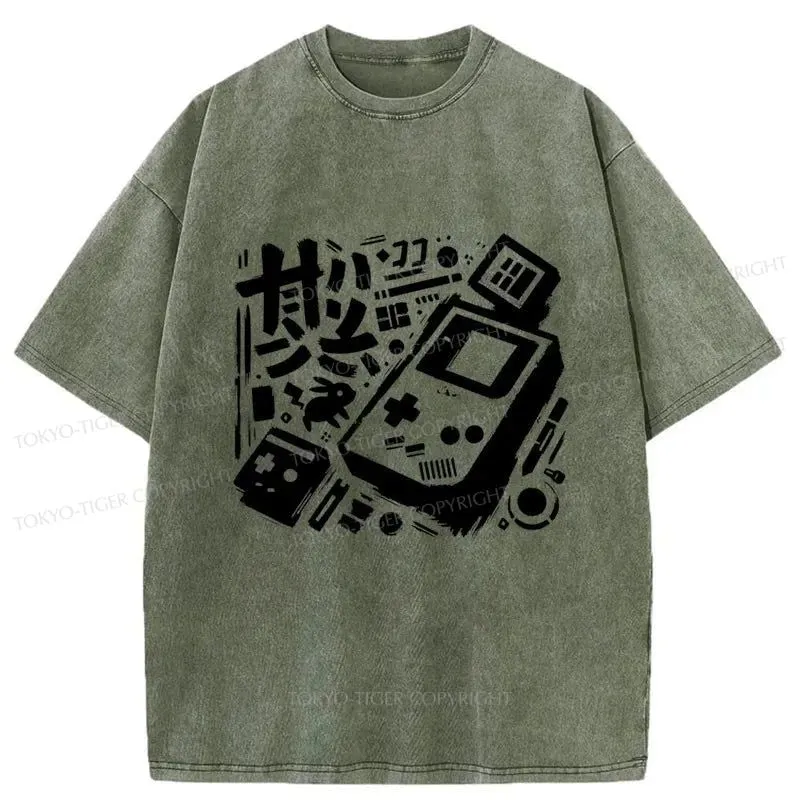 Tokyo-Tiger Games Console Japanese Washed T-Shirt