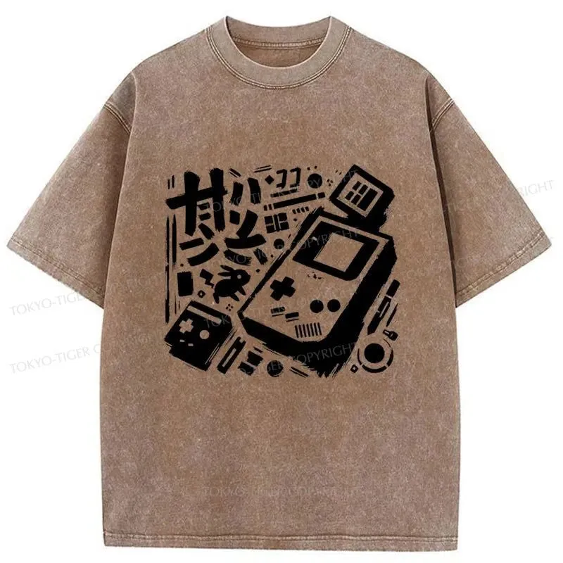 Tokyo-Tiger Games Console Japanese Washed T-Shirt