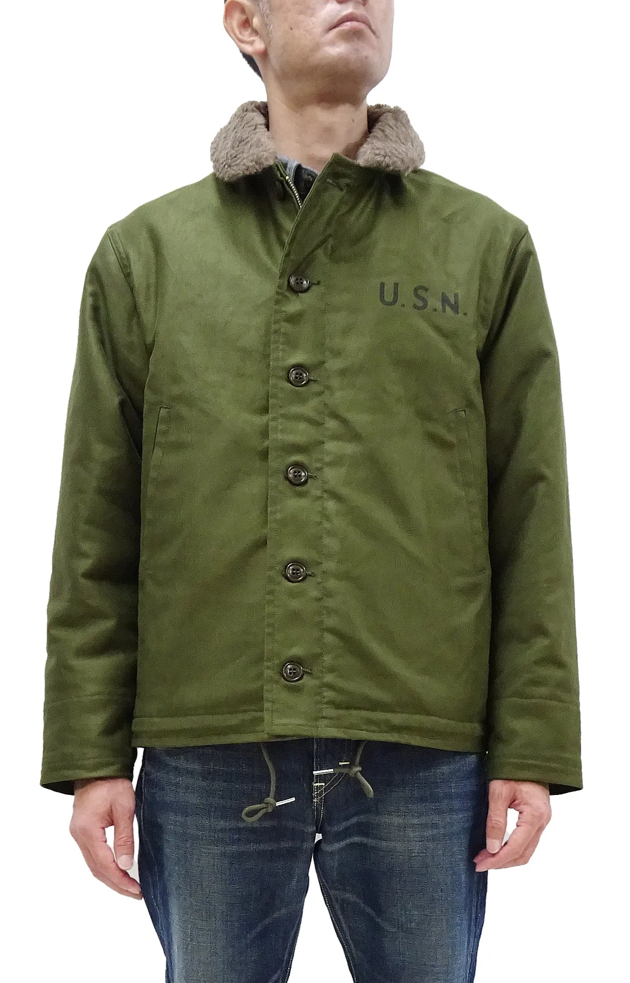 TOYS McCOY Jacket Men's Reproduction of US Navy N-1 Deck Jacket N1 Olive TMJ2436