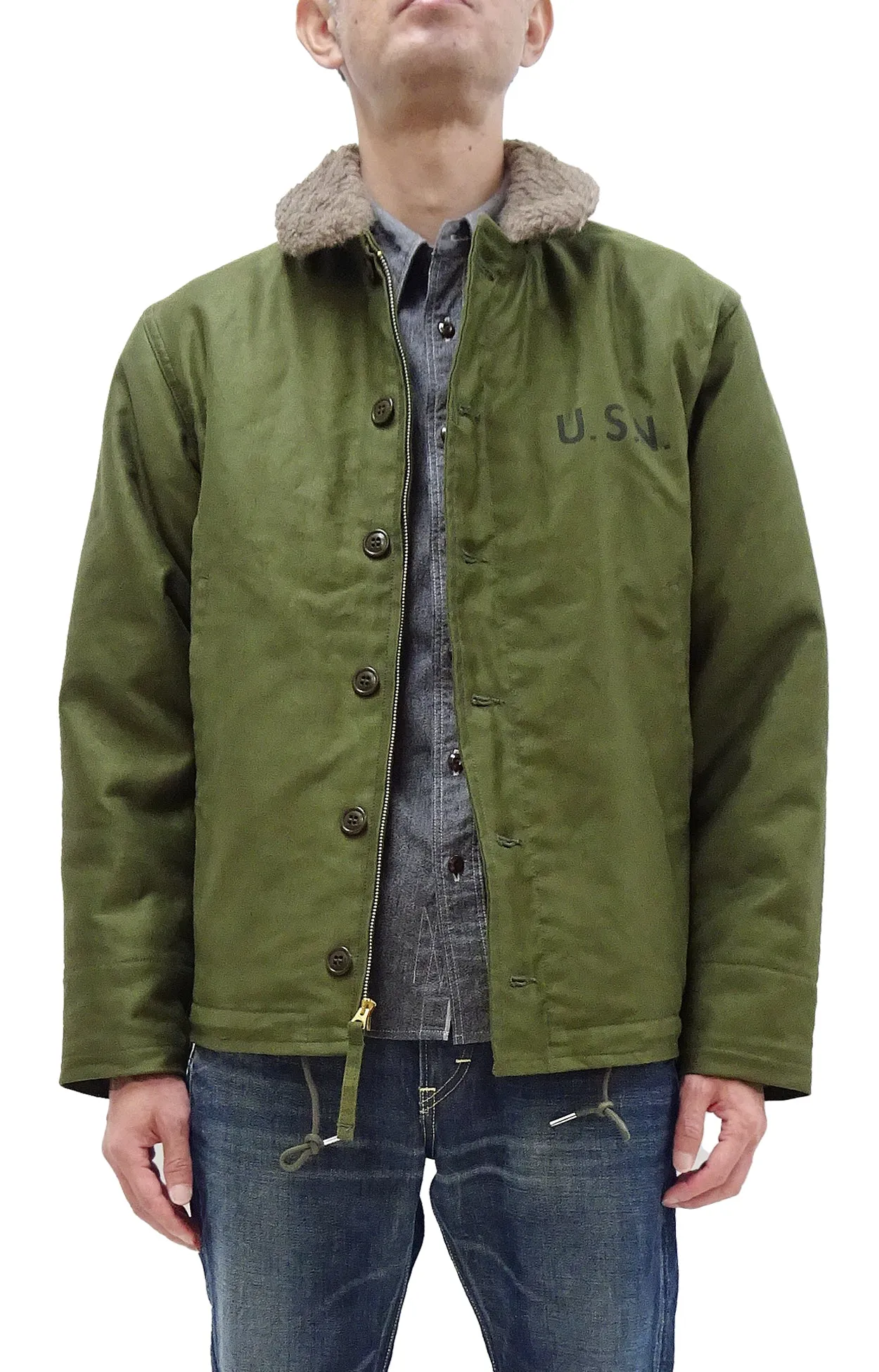 TOYS McCOY Jacket Men's Reproduction of US Navy N-1 Deck Jacket N1 Olive TMJ2436