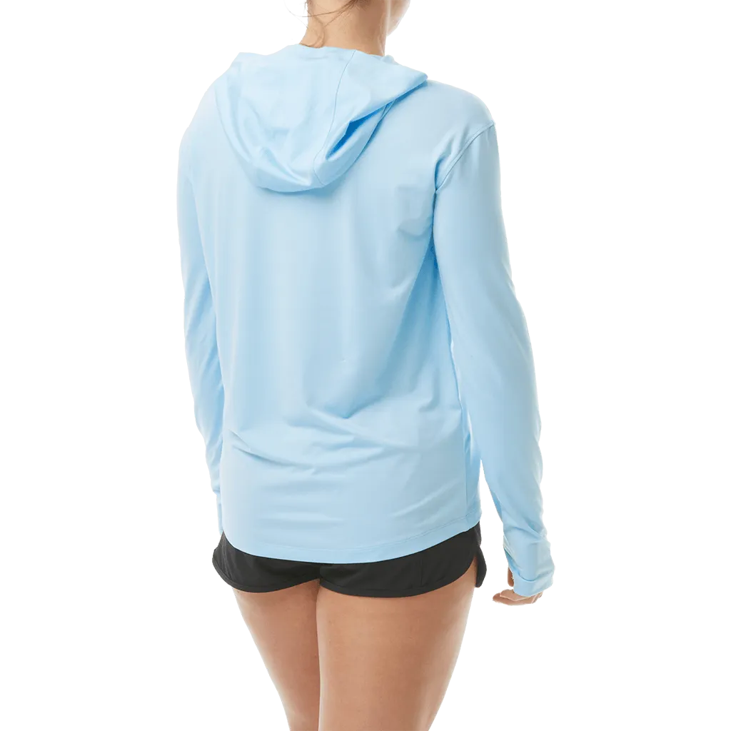 TYR Womens SunDefense Sky Blue Hooded  Long Sleeve Shirt