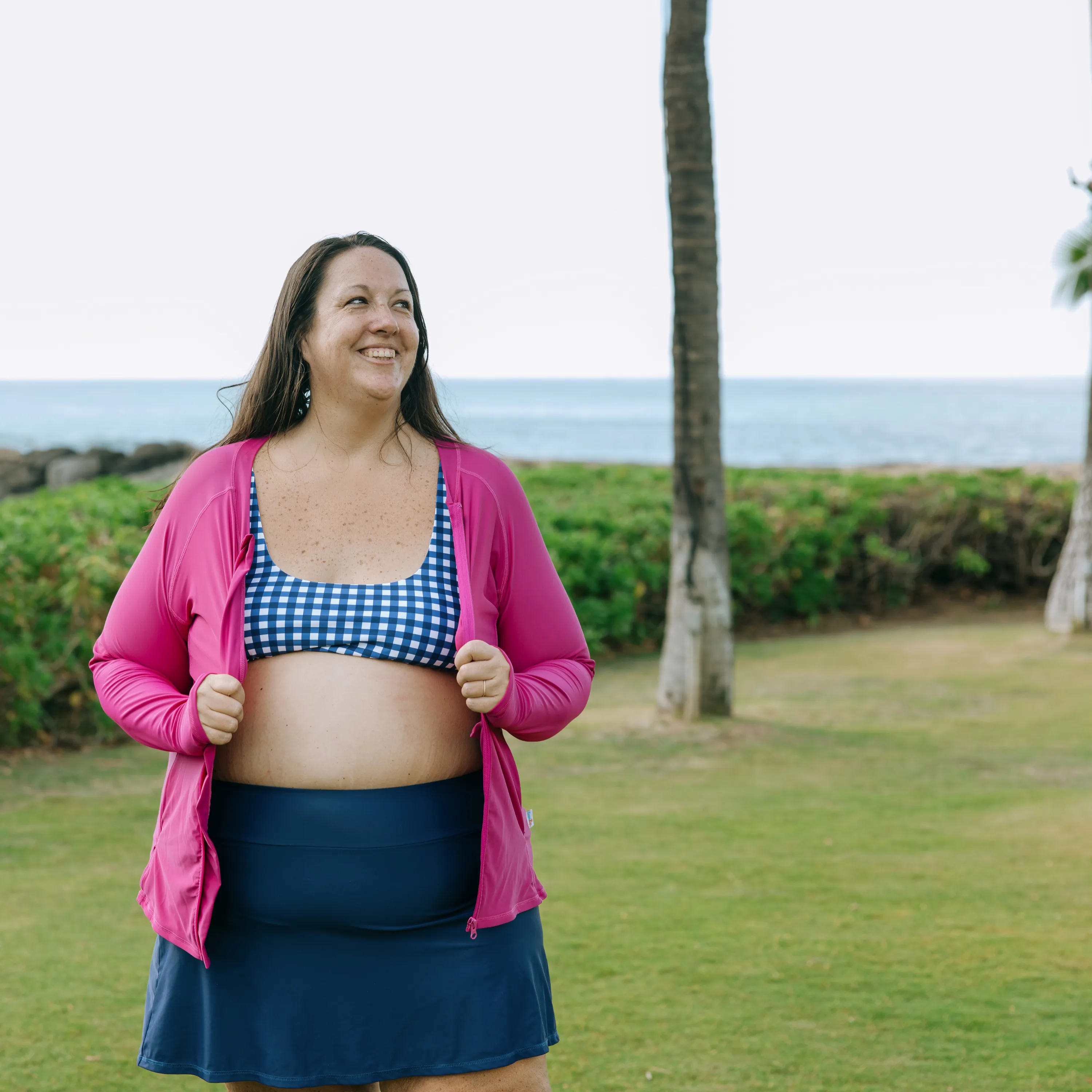 Women's Long Sleeve Rash Guard with Pockets | "Fuchsia"