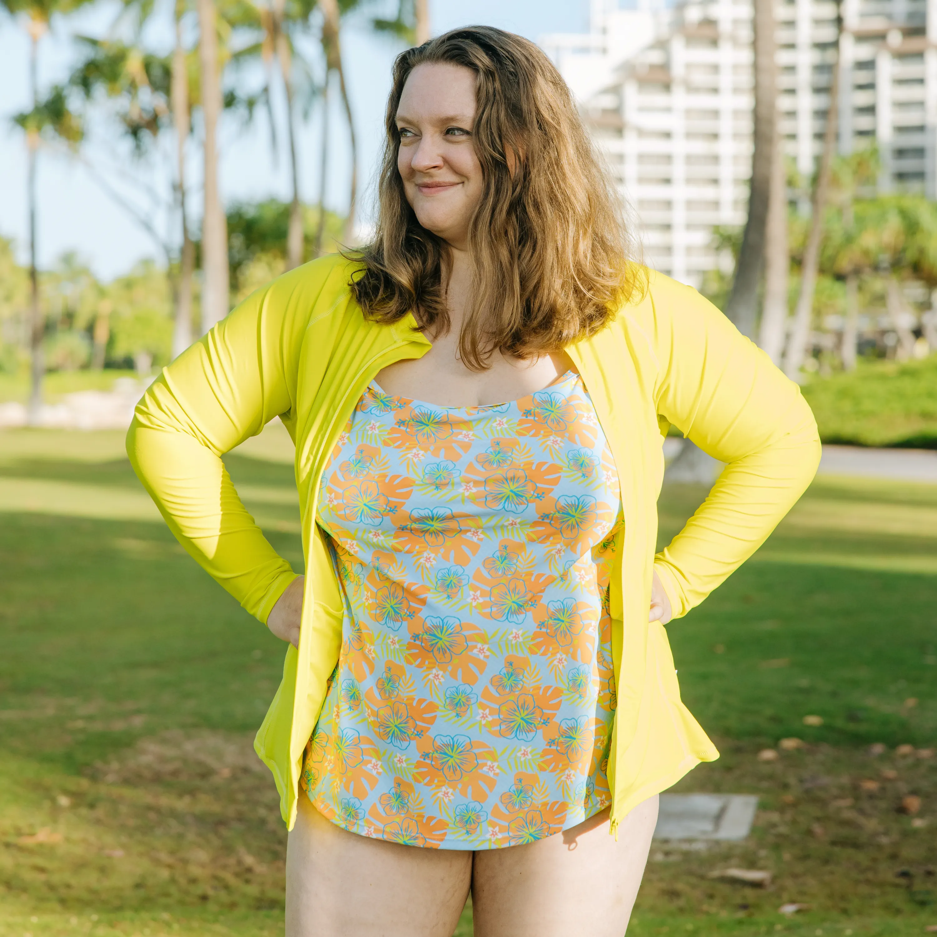 Women's Long Sleeve Rash Guard with Pockets | "Sulphur Yellow"