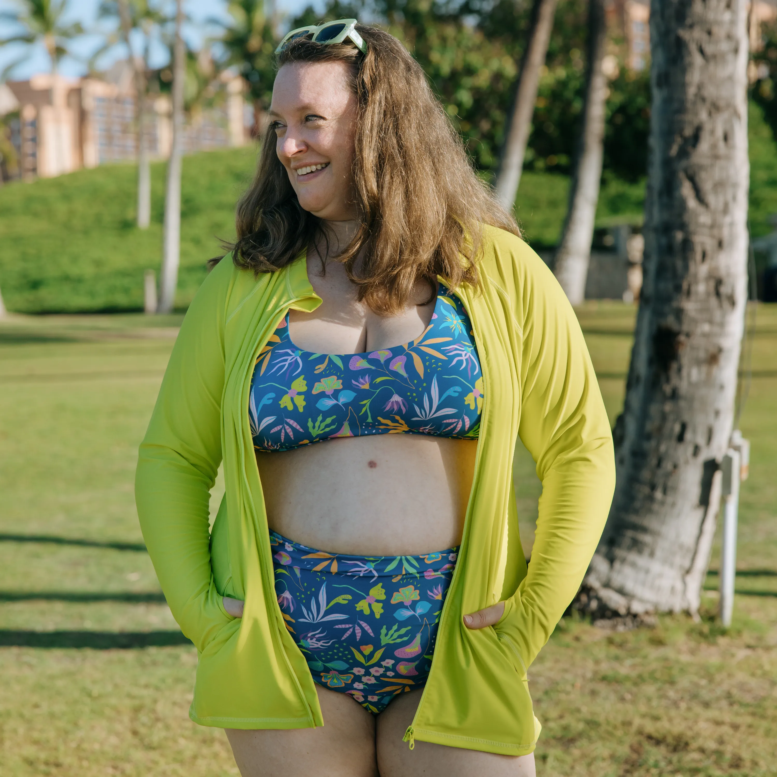 Women's Long Sleeve Rash Guard with Pockets | "Sulphur Yellow"