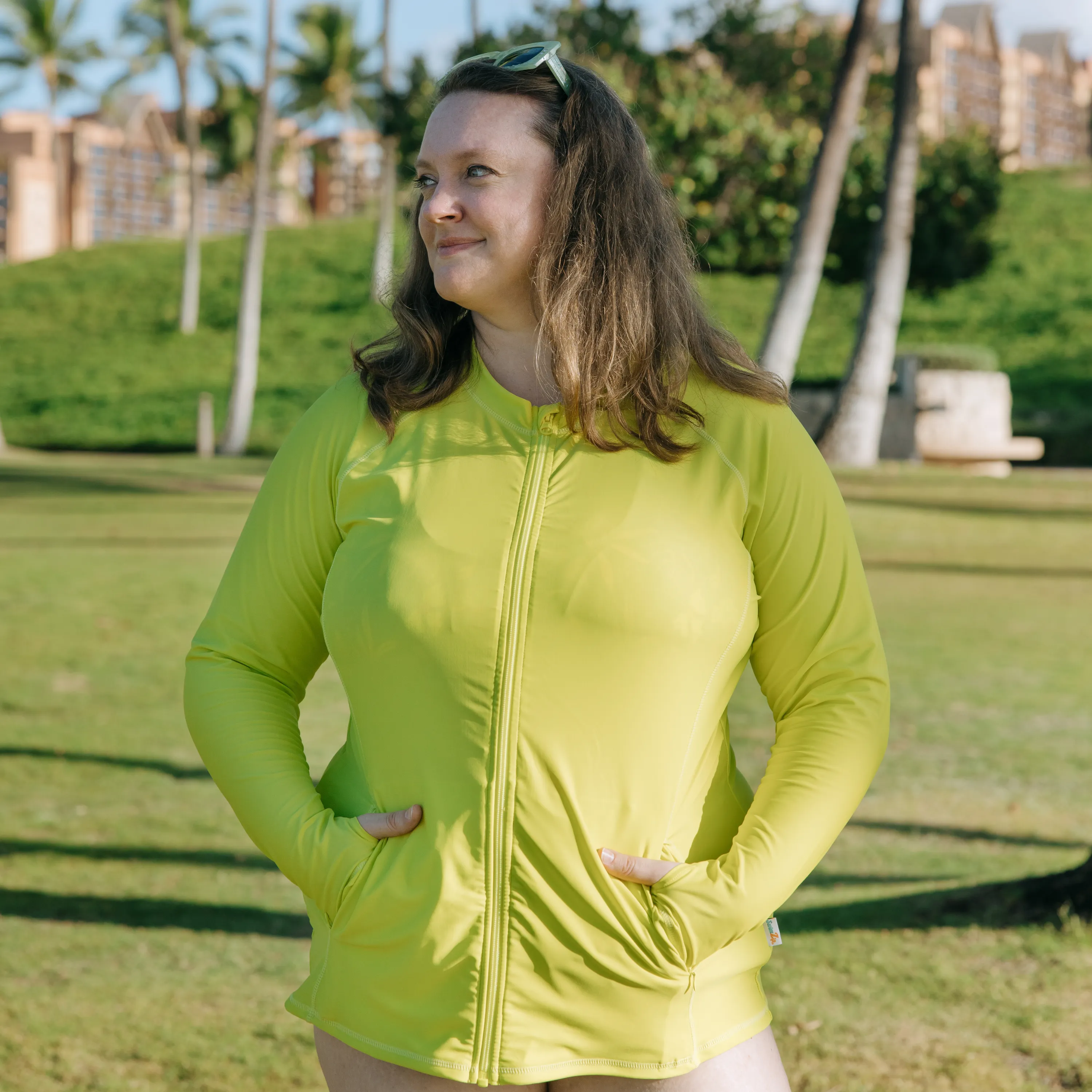 Women's Long Sleeve Rash Guard with Pockets | "Sulphur Yellow"